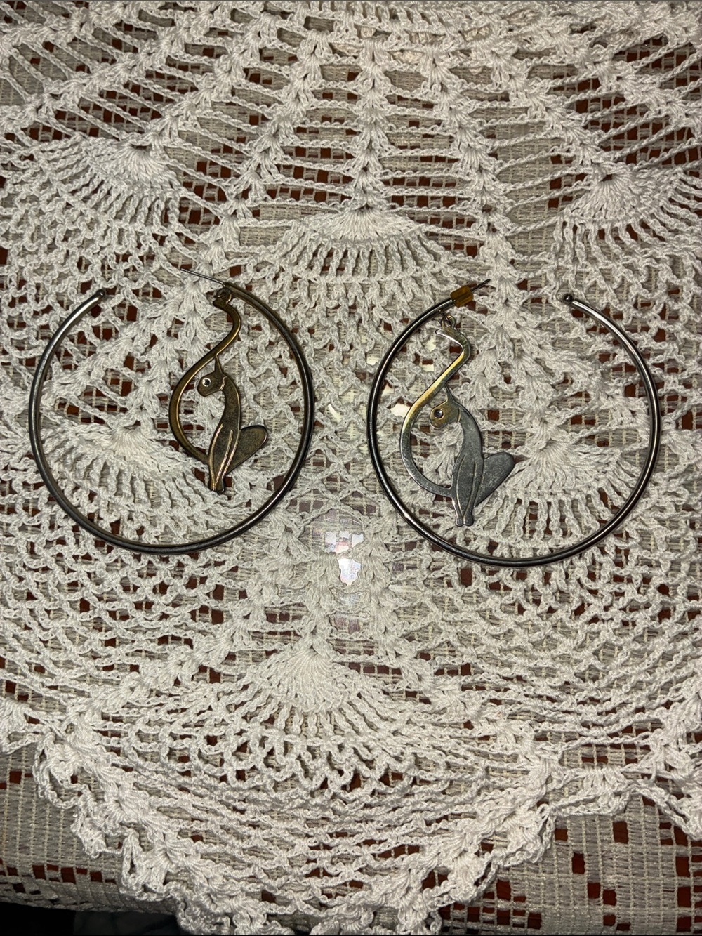 Y2K VINTAGE Baby Phat Silver Gold Hoops Loops Earrings